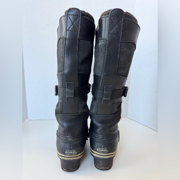 Sorel Black Conquest Carly Black Waterproof Tall Boots Women’s Size 7.5 *FLAWS - Picture 4 of 10